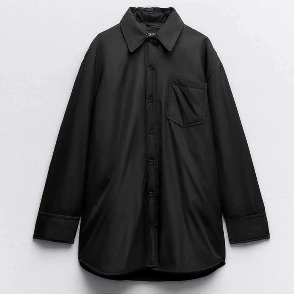 ZARA WATER REPELLENT QUILTED OVERSHIRT NWT black large